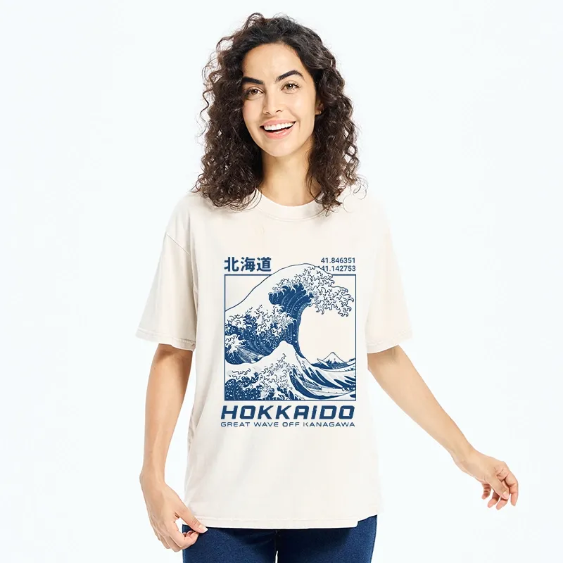 Tokyo-Tiger Hokkaido Wave Art Washed T-Shirt