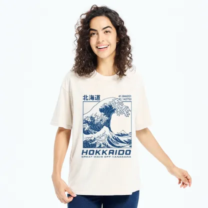 Tokyo-Tiger Hokkaido Wave Art Washed T-Shirt