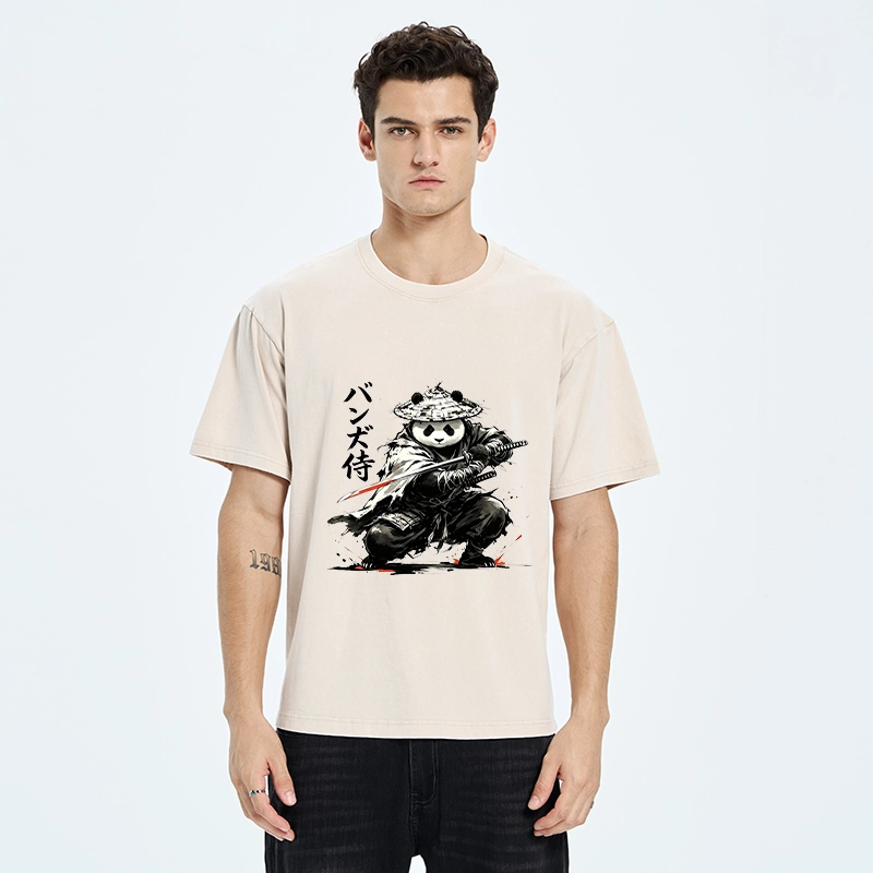 Tokyo-Tiger Panda Samurai Warrior Washed T-Shirt