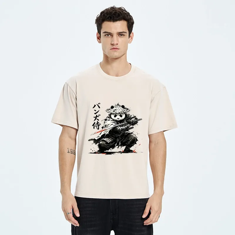 Tokyo-Tiger Panda Samurai Warrior Washed T-Shirt