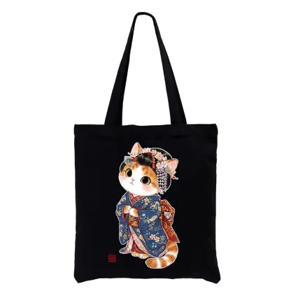 Tokyo-Tiger Cat Dressed As A Geisha Funny Tote Bag