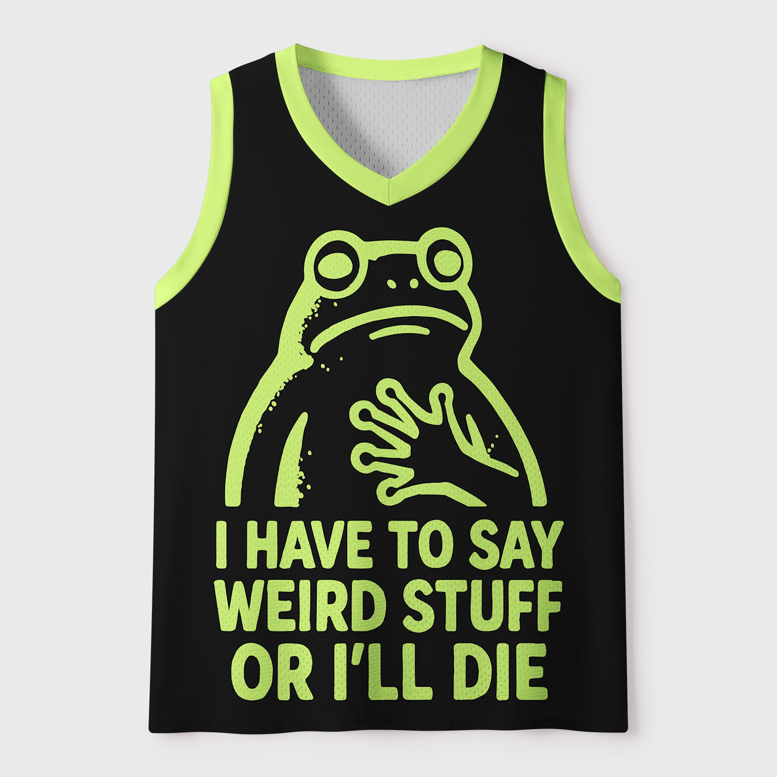 Tokyo-Tiger Weird Funny Print Frog Mesh Tank Top