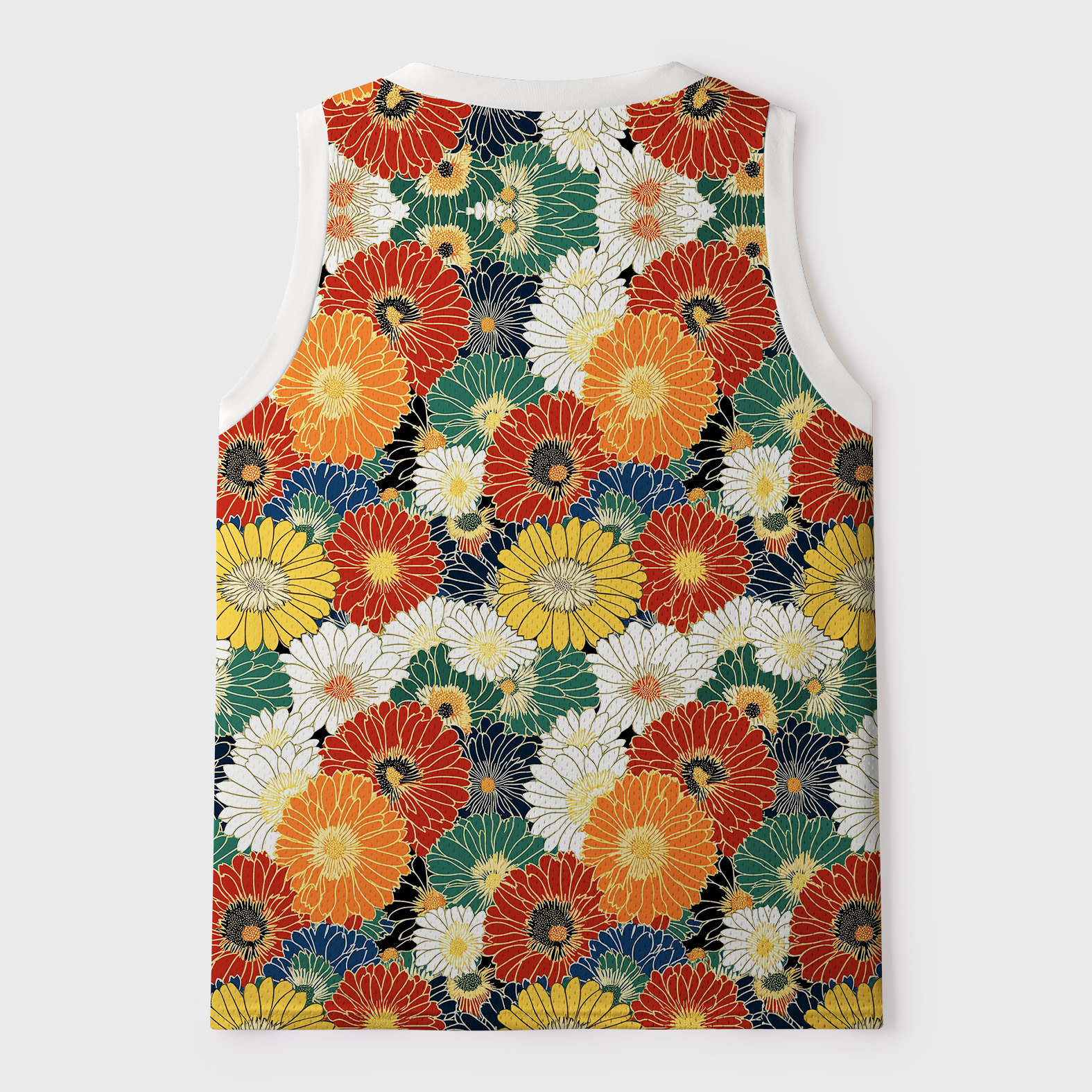 Tokyo-Tiger Colorful Chrysanthemums Mesh Tank Top