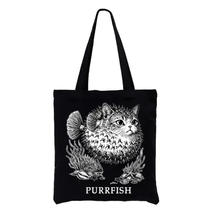 Tokyo-Tiger Spiky Puffer With Cute Cat Head Tote Bag