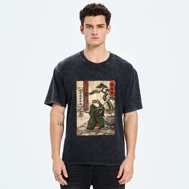 Tokyo-Tiger Samurai Frog Training Washed T-Shirt