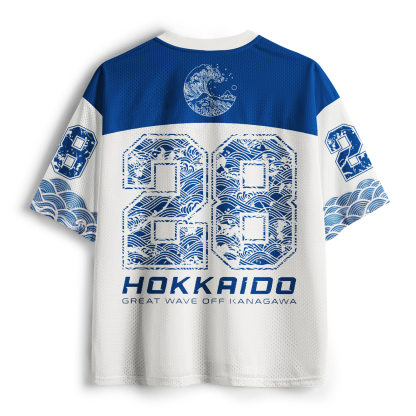 Tokyo-Tiger Vintage Ukiyo-e Great Wave Hokkaido Mesh Jersey