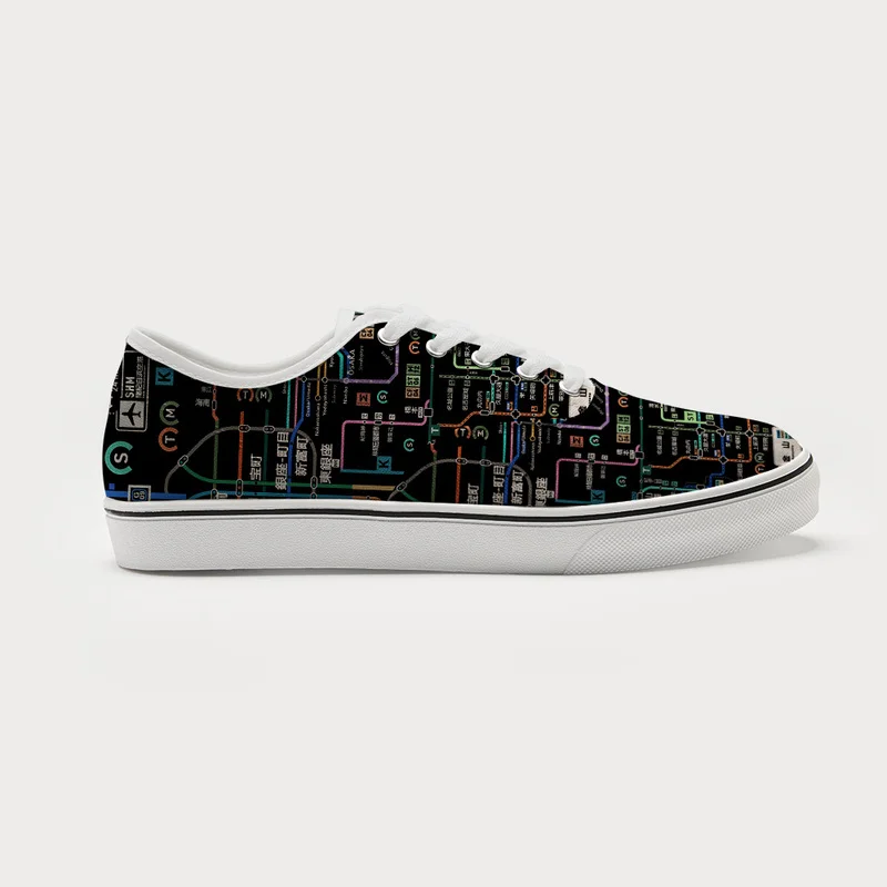 Tokyo-Tiger Tokyo Subway Map Black Canvas Shoes