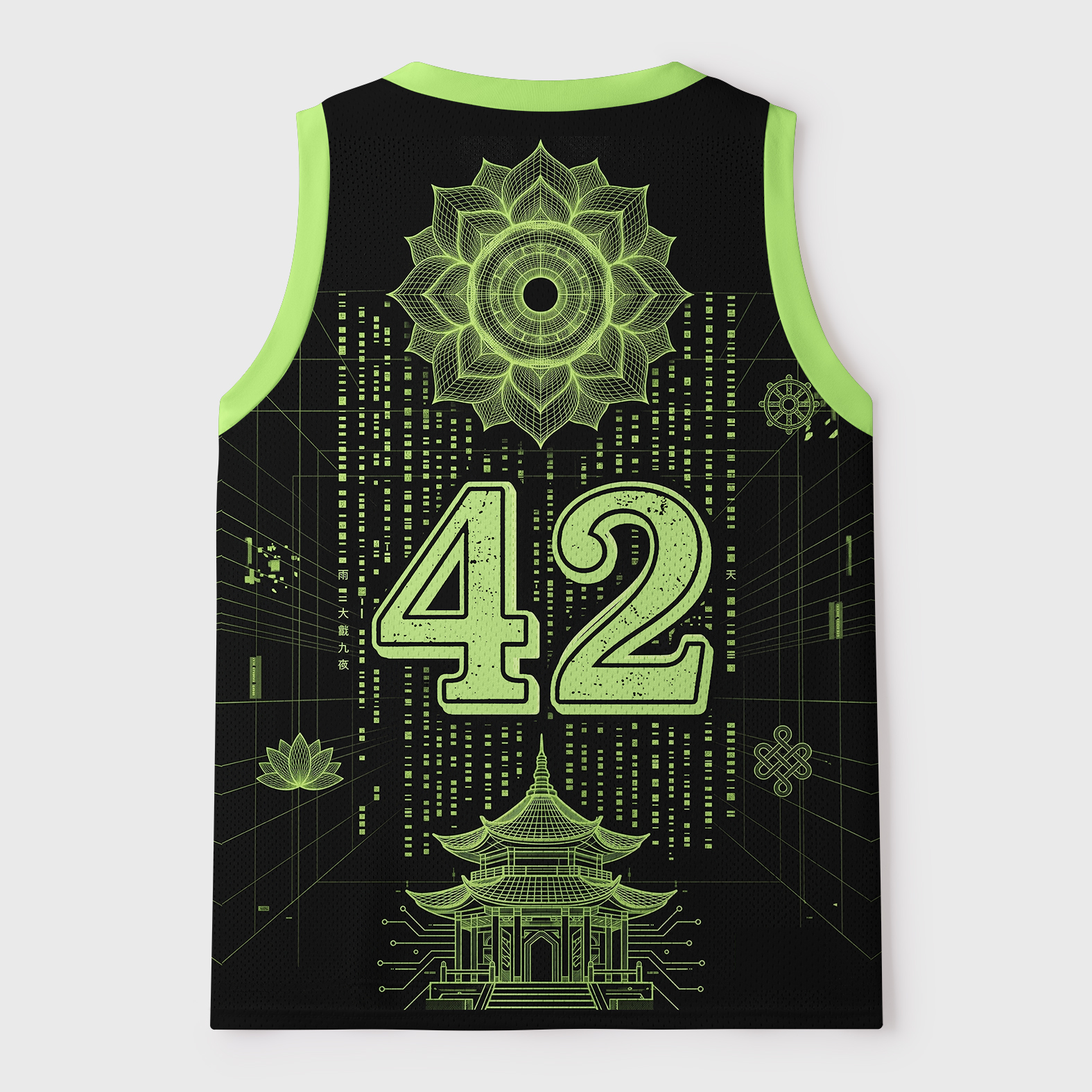 Tokyo-Tiger Neon Buddha Of The Future Mesh Tank Top