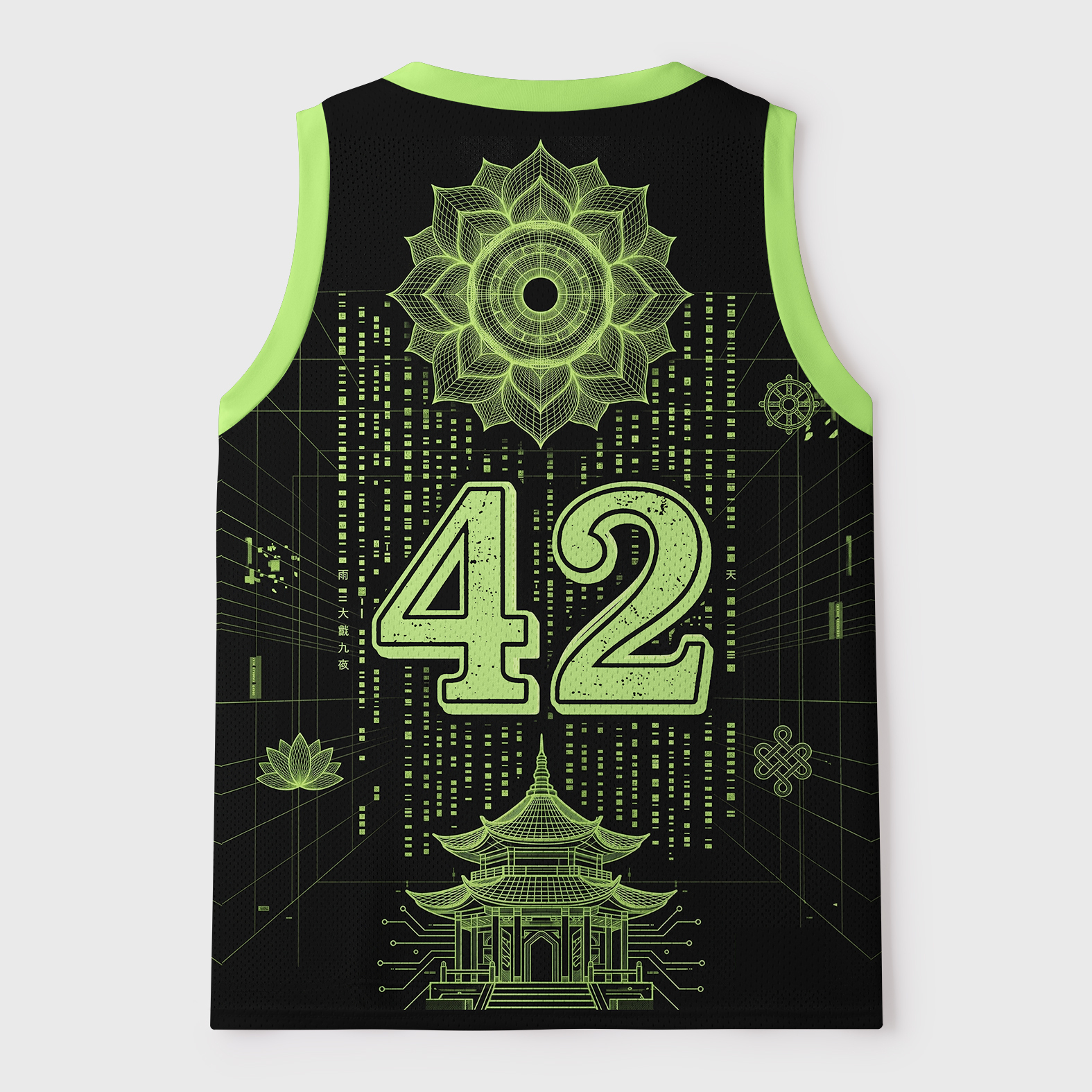 Tokyo-Tiger Neon Buddha Of The Future Mesh Tank Top
