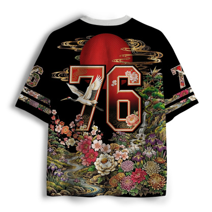 Tokyo-Tiger Japanese Sun Peony Crane Mesh Jersey