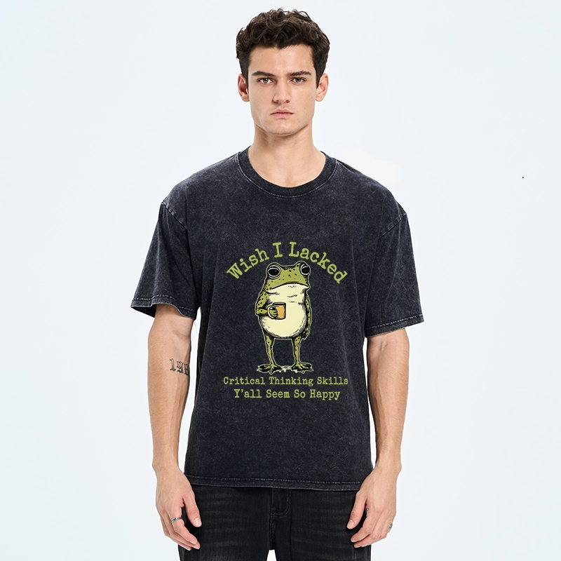 Tokyo-Tiger Critical Thinking Frog Meme Washed T-Shirt