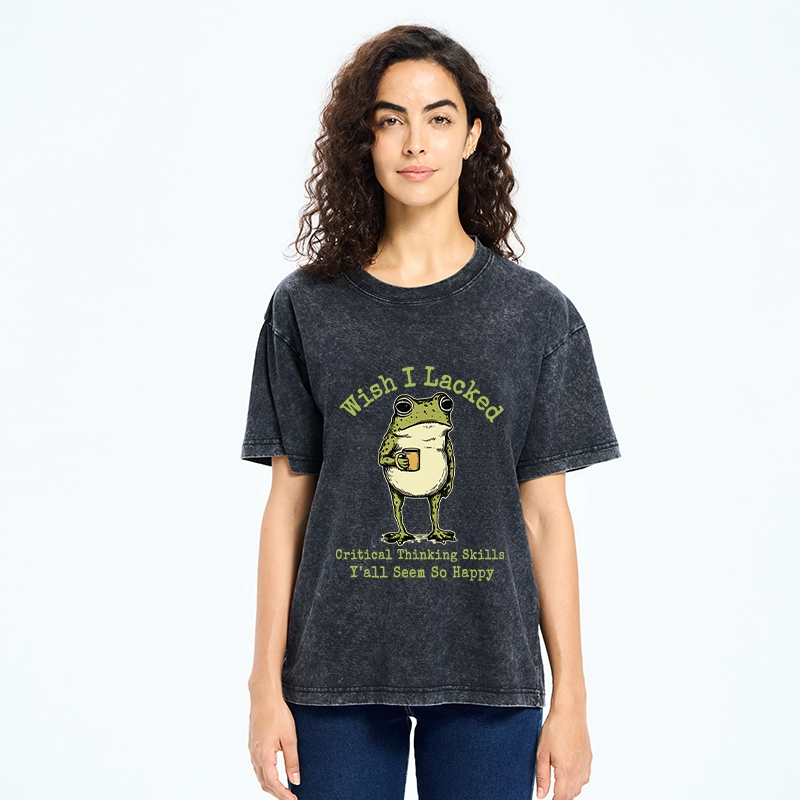 Tokyo-Tiger Critical Thinking Frog Meme Washed T-Shirt