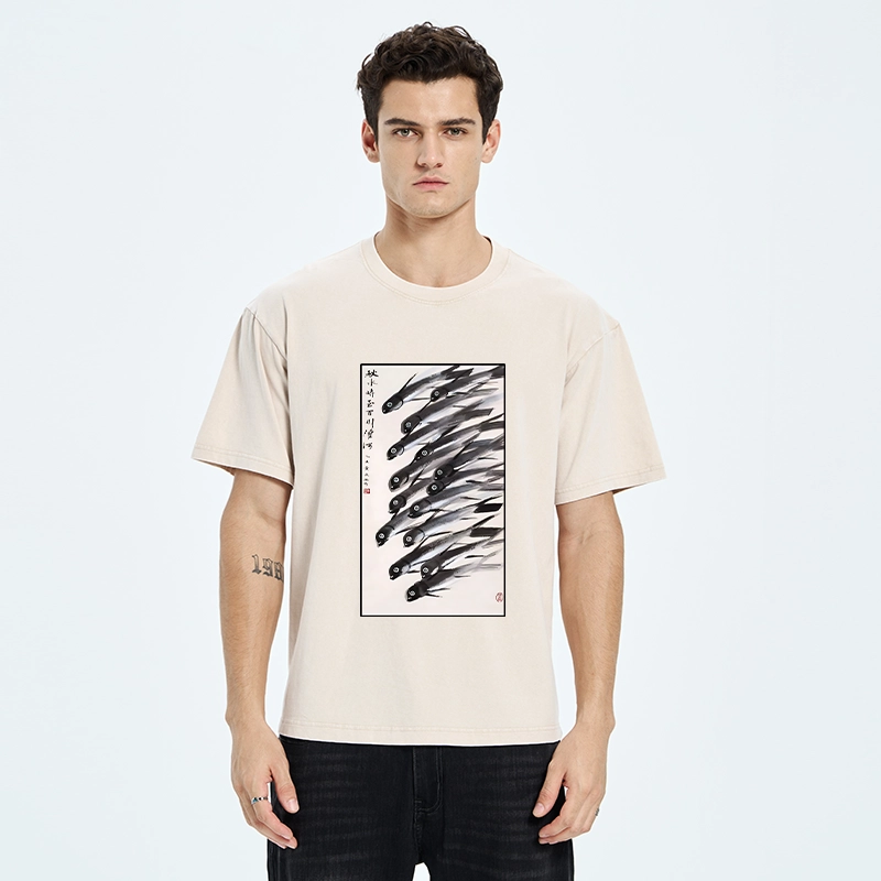 Tokyo-Tiger Ink Fish Art Washed T-Shirt