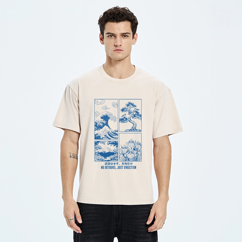 Tokyo-Tiger Japanese Wave Four Panel Washed T-Shirt