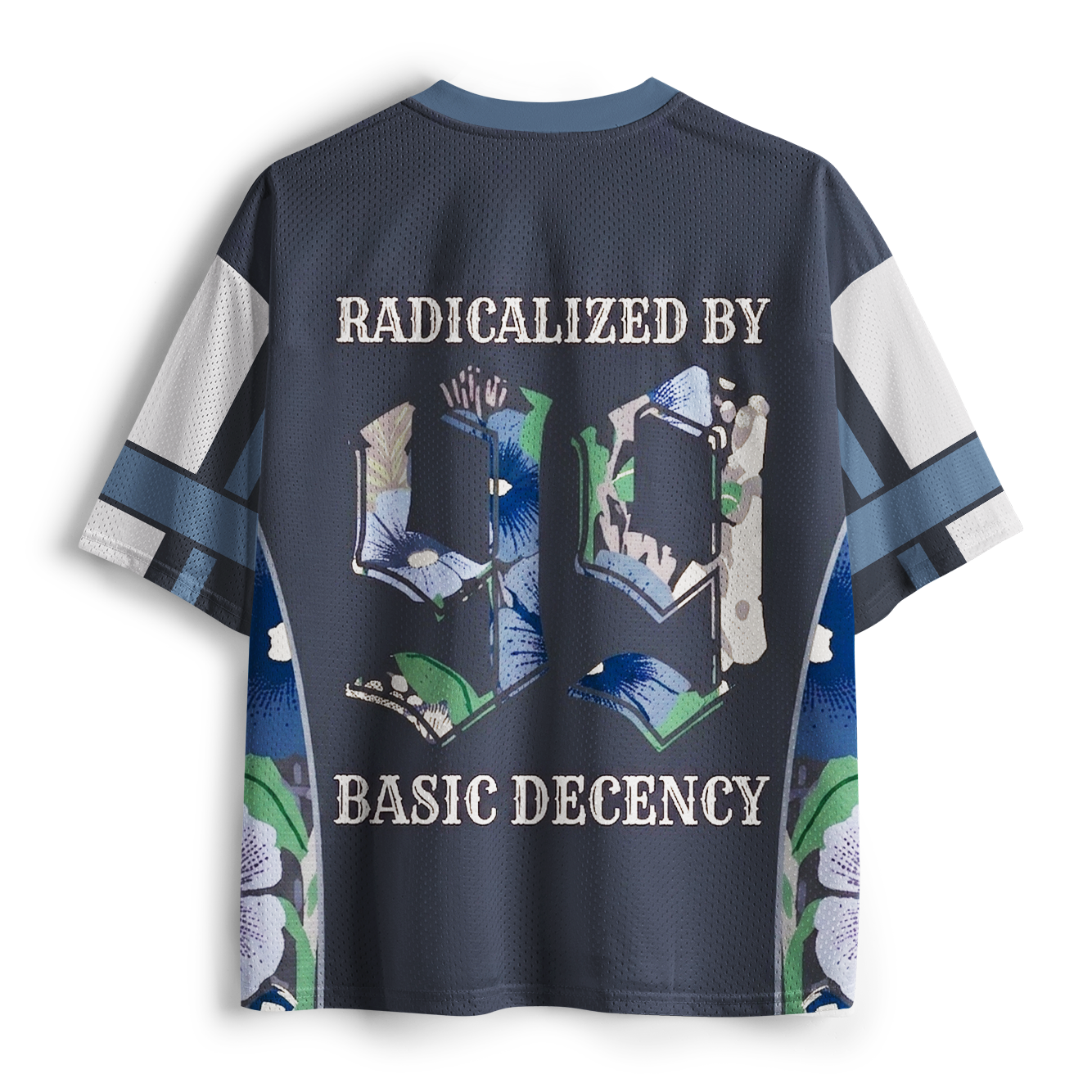 Tokyo-Tiger Radicalized By Basic Decency Blue Floral Mesh Jersey