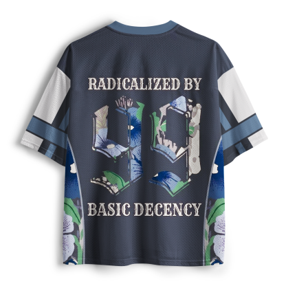 Tokyo-Tiger Radicalized By Basic Decency Blue Floral Mesh Jersey