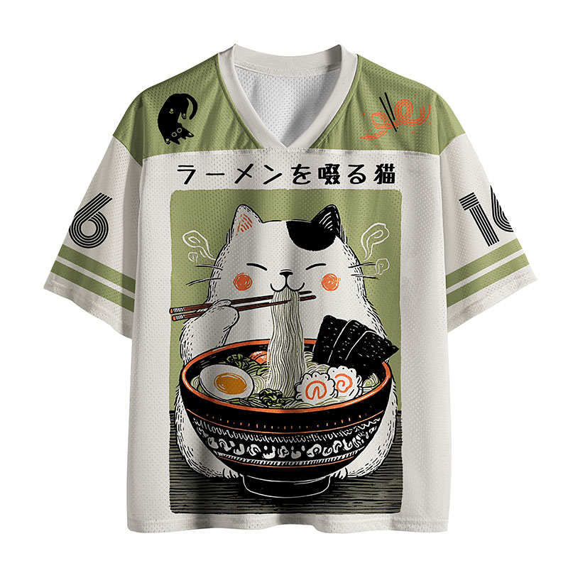 Tokyo-Tiger Cat Eating Ramen Meme Mesh Jersey
