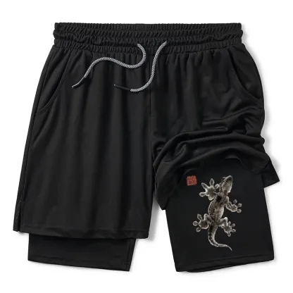 Tokyo-Tiger Minimal Asian Ink Brush Gecko Vibe Training Shorts