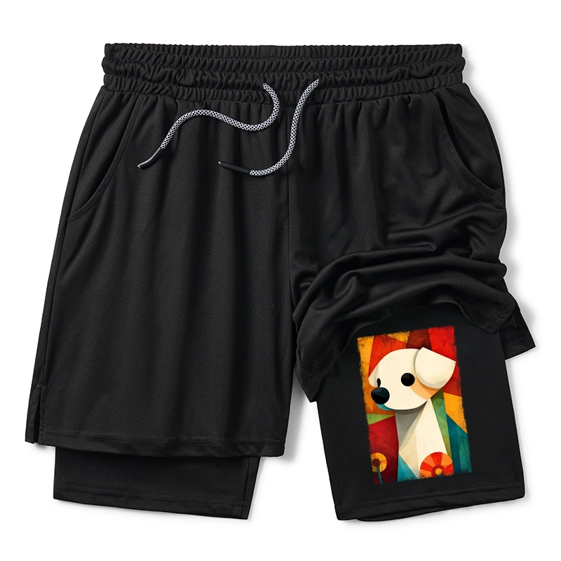 Tokyo-Tiger Retro Abstract Color Block Puppy Art Training Shorts