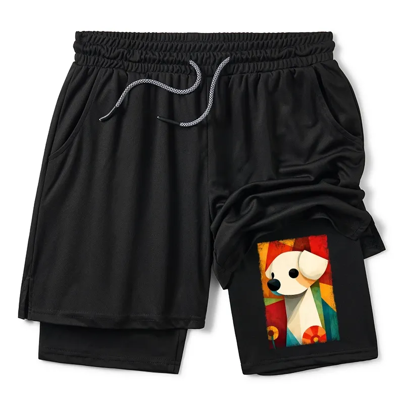 Tokyo-Tiger Retro Abstract Color Block Puppy Art Training Shorts Sale