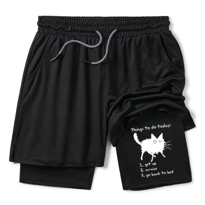 Tokyo-Tiger Lazy Cat Survive Day Funny Meme Training Shorts