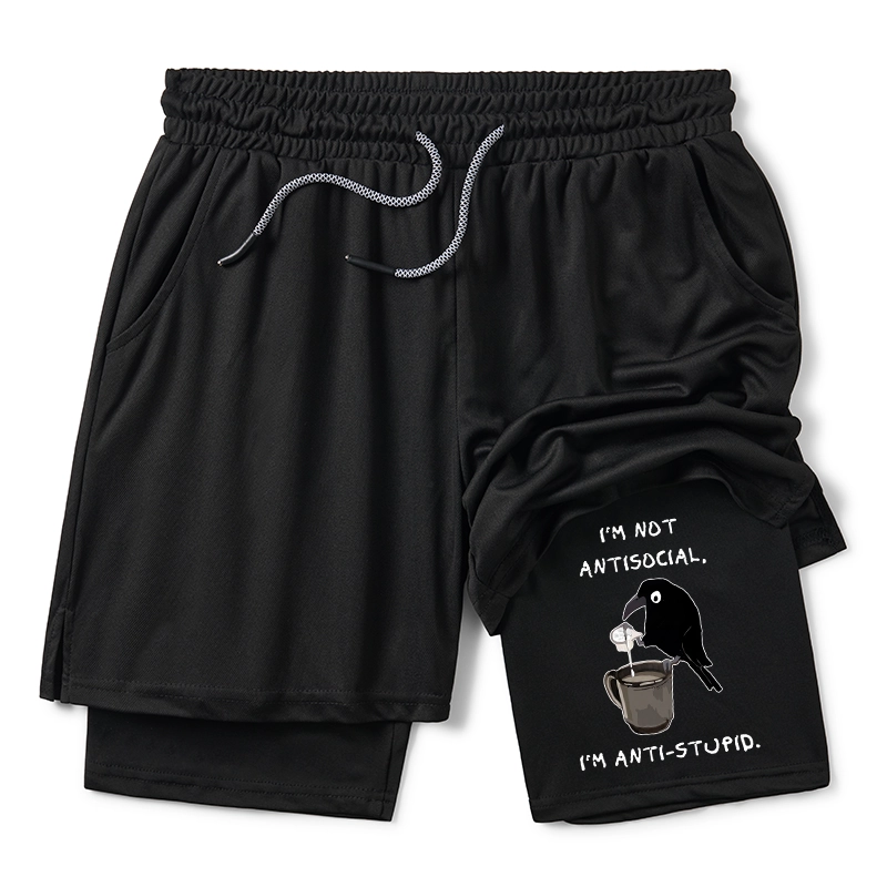 Tokyo-Tiger Cool Crow Sips Calm Coffee Alone Training Shorts