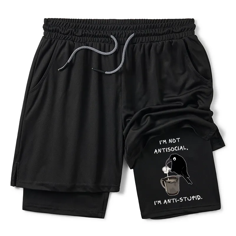 Tokyo-Tiger Cool Crow Sips Calm Coffee Alone Training Shorts Sale