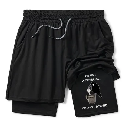 Tokyo-Tiger Cool Crow Sips Calm Coffee Alone Training Shorts