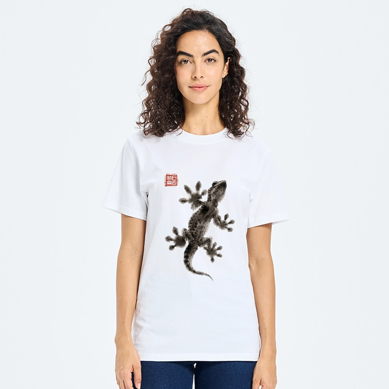 Tokyo-Tiger Minimal Asian Ink Brush Gecko Vibe Classic T-Shirt