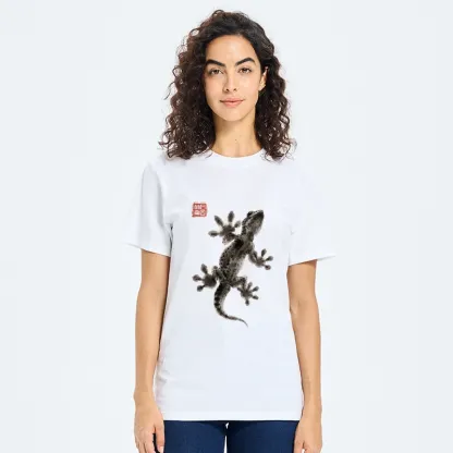Tokyo-Tiger Minimal Asian Ink Brush Gecko Vibe Classic T-Shirt