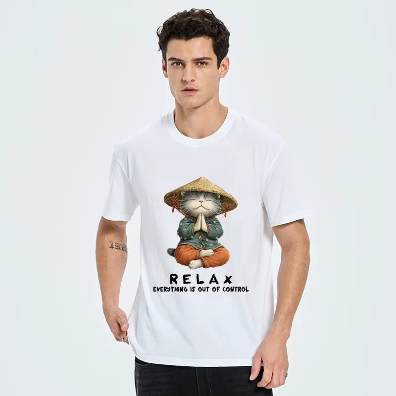 Tokyo-Tiger Zen Relax Cat Graphic Classic T-Shirt