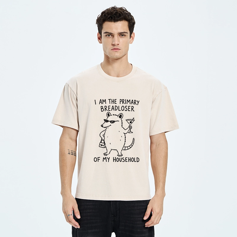 Tokyo-Tiger Funny Rich Opossum Washed T-Shirt