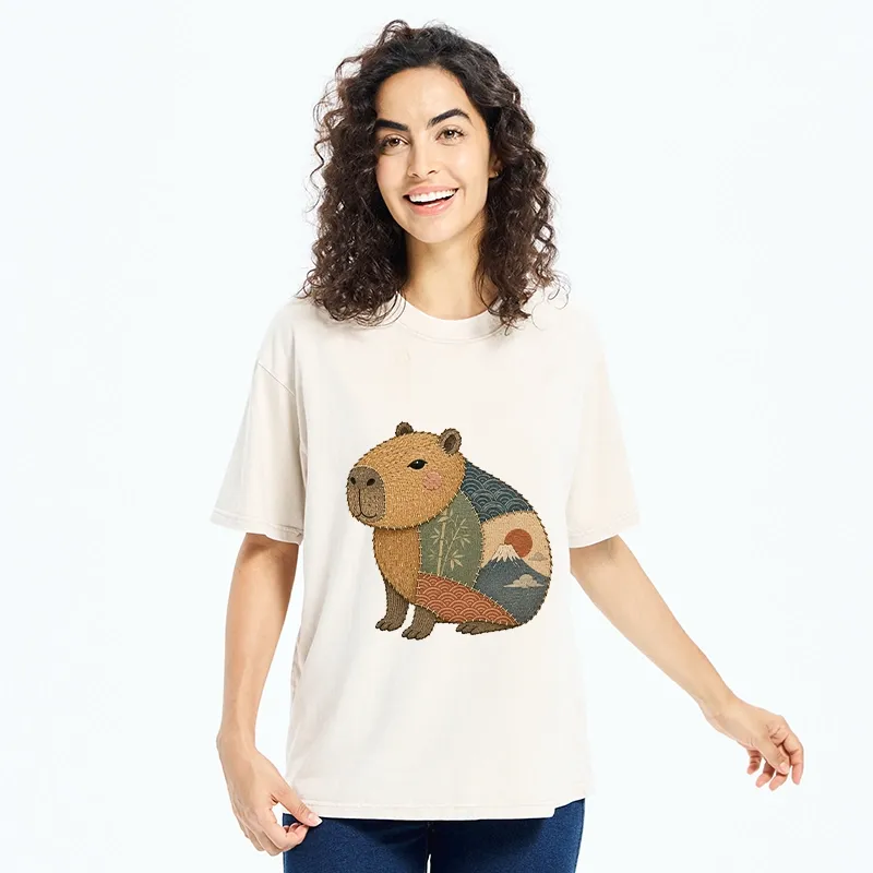 Tokyo-Tiger Patchwork Capybara Washed T-Shirt