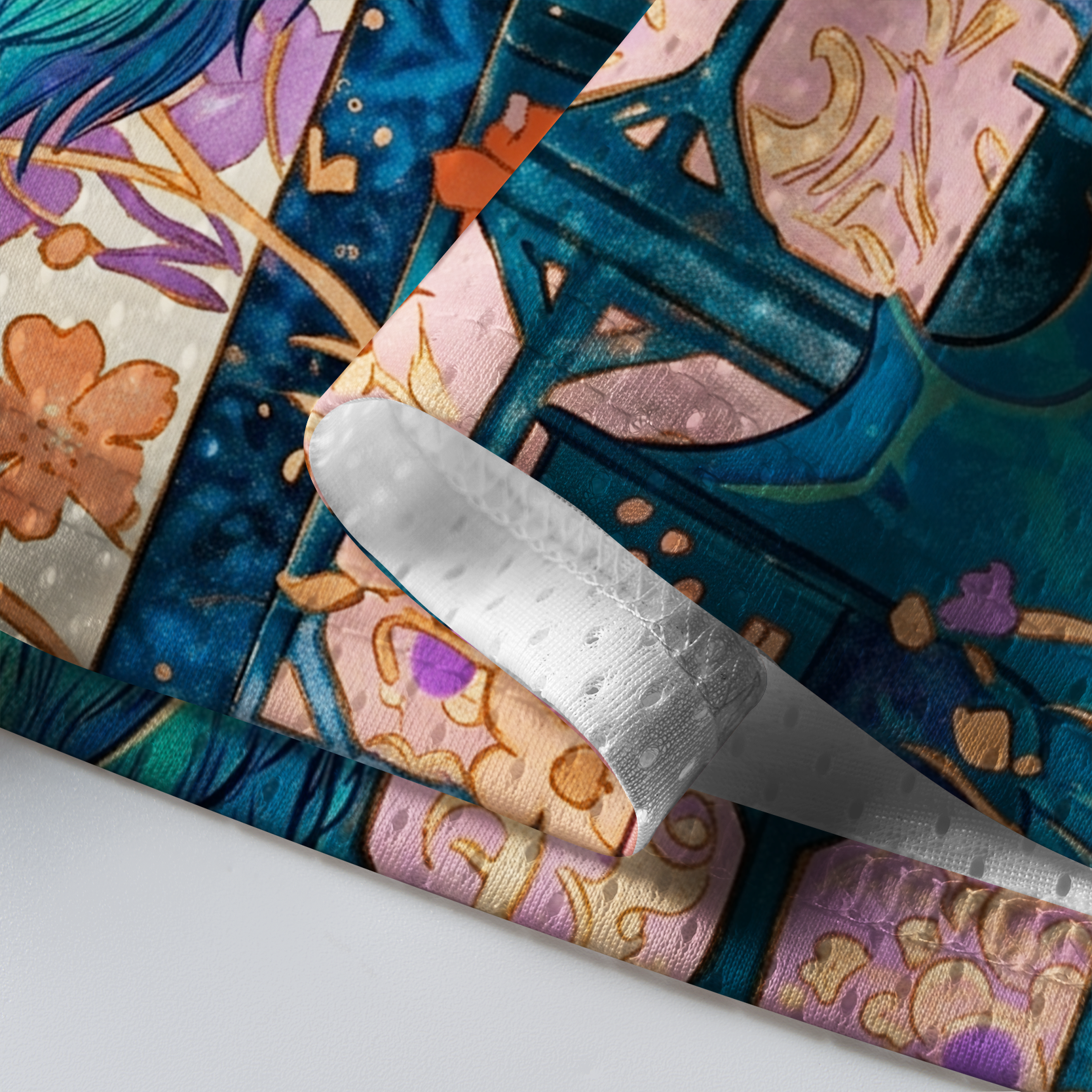 Tokyo-Tiger Ukiyo-e Peacock Wisteria Spring Floral Mesh Jersey