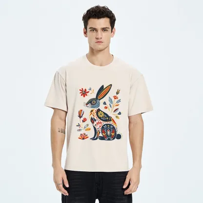 Tokyo-Tiger Folk Hare Bloom Washed T-Shirt