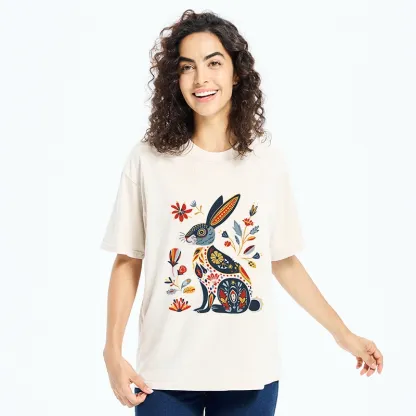 Tokyo-Tiger Folk Hare Bloom Washed T-Shirt