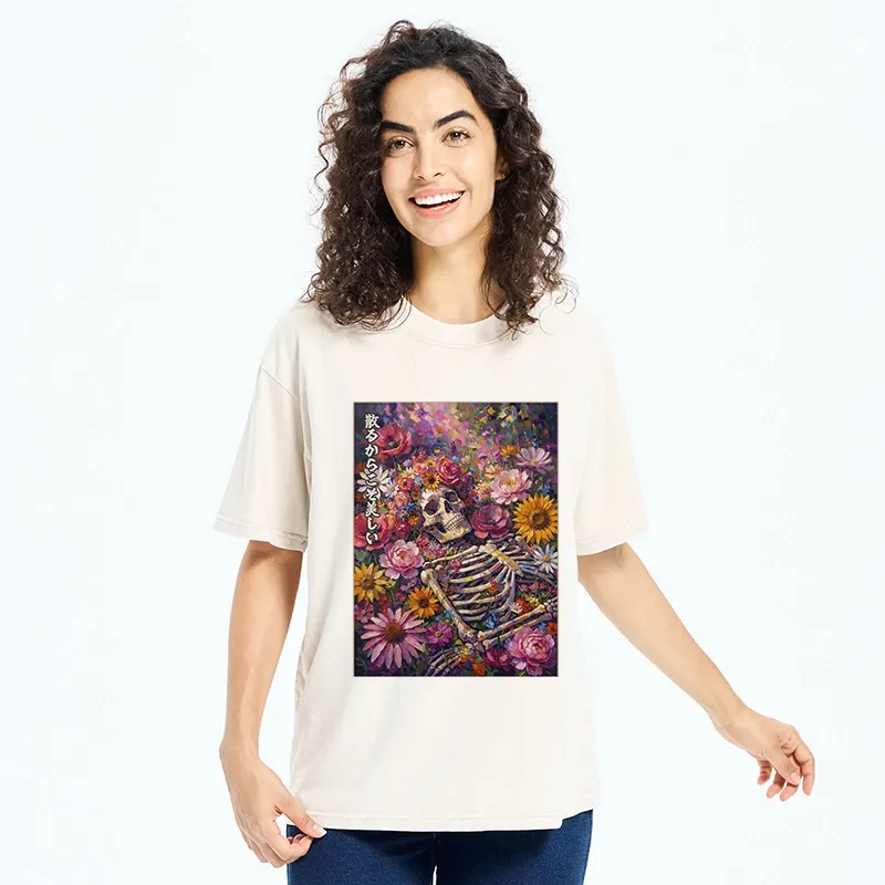 Tokyo-Tiger Bloom And Bones Washed T-Shirt