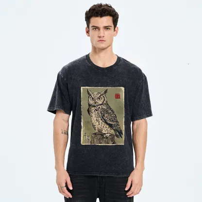 Tokyo-Tiger Wise Forest Owl Washed T-Shirt