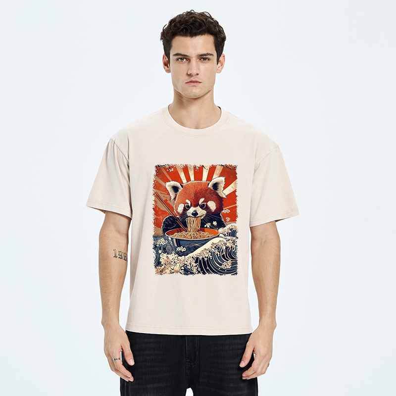 Tokyo-Tiger Red Panda Noodle Fun Washed T-Shirt