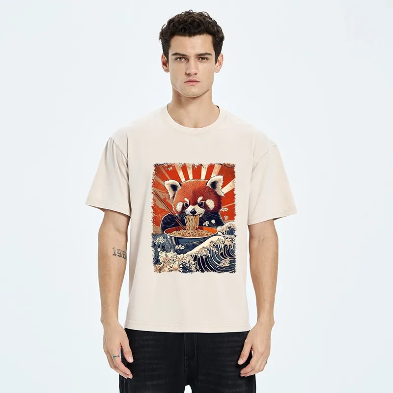 Tokyo-Tiger Red Panda Noodle Fun Washed T-Shirt