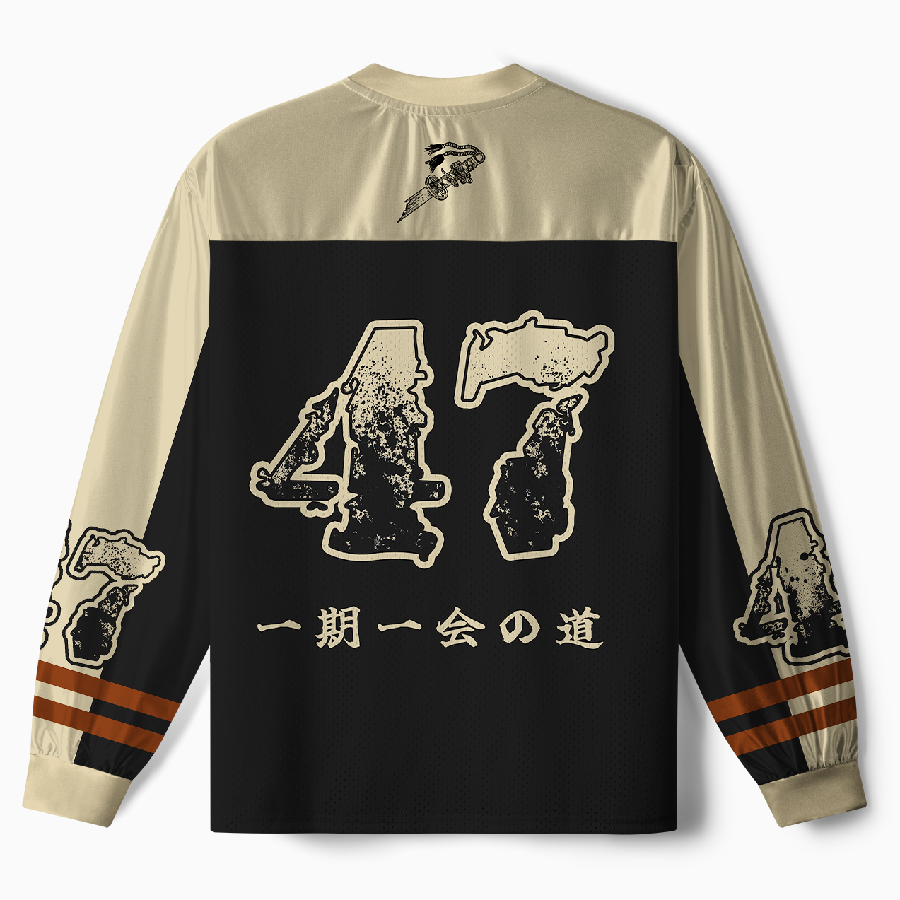 Tokyo-Tiger Retro Raccoon Samurai Paneled Long Sleeve Jersey