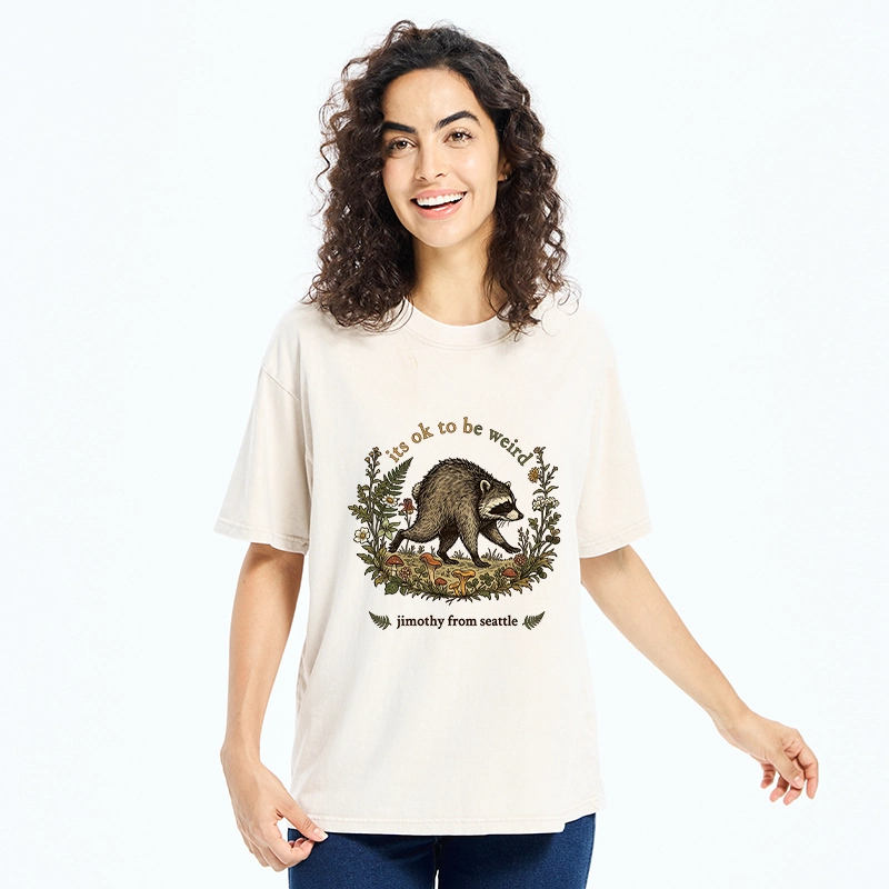 Tokyo-Tiger Funny Jimothy Raccoon Washed T-Shirt