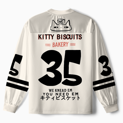 Tokyo-Tiger Funny Cat Making Biscuits Paneled Long Sleeve Jersey