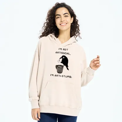 Tokyo-Tiger Cool Crow Sips Calm Coffee Alone Washed Hoodie