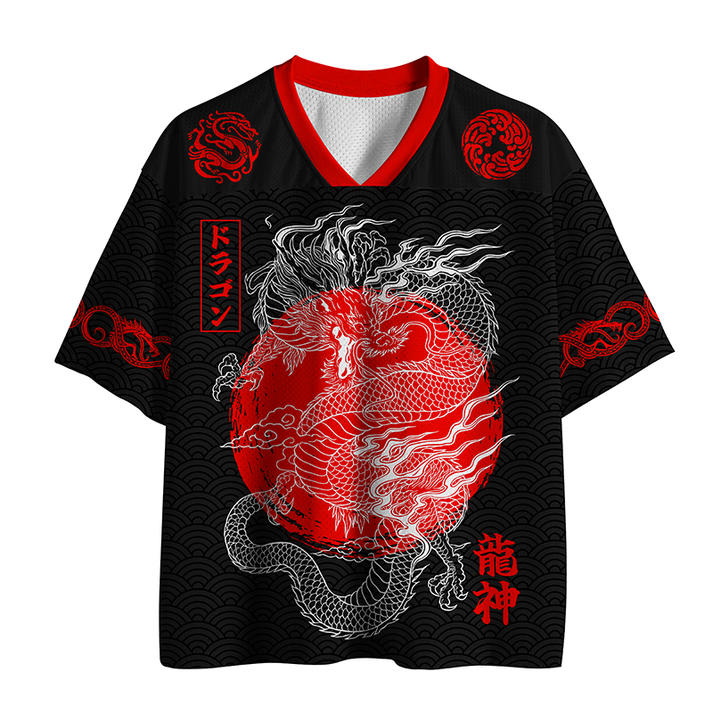 Tokyo-Tiger Dragon Soars Through Clouds Mesh Jersey