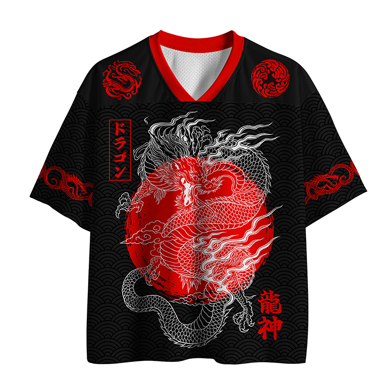 Tokyo-Tiger Dragon Soars Through Clouds Mesh Jersey