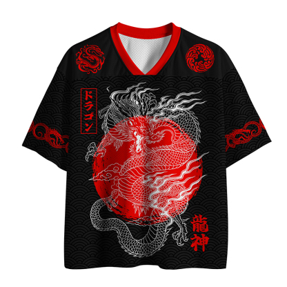 Tokyo-Tiger Dragon Soars Through Clouds Mesh Jersey