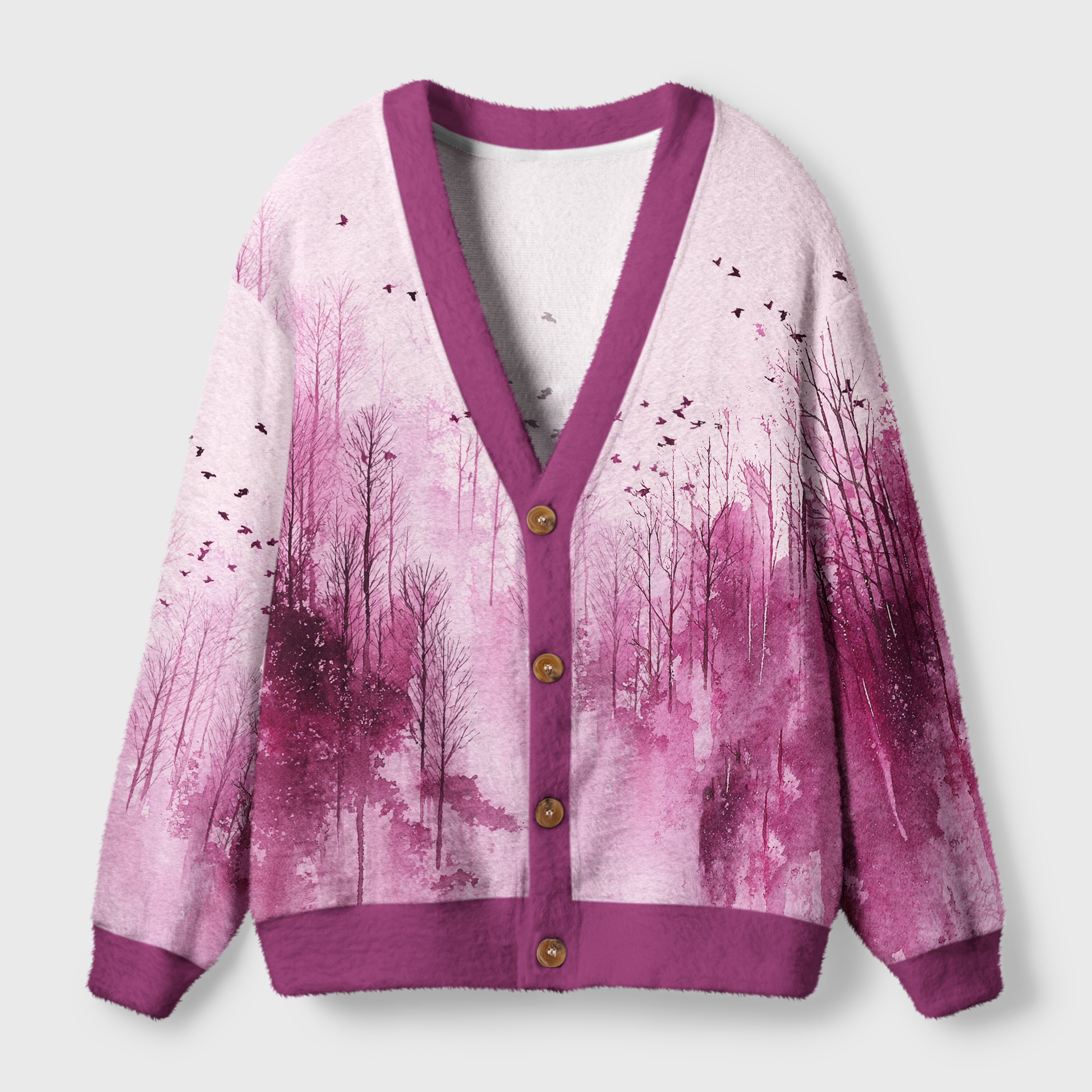 Tokyo-Tiger Echoes Of A Rose-Tinted Dawn Ugly Cardigan Sweater
