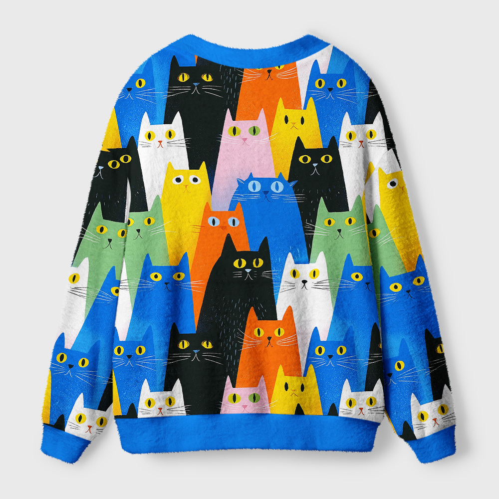 Tokyo-Tiger Colorful Cat Parade Ugly Cardigan Sweater