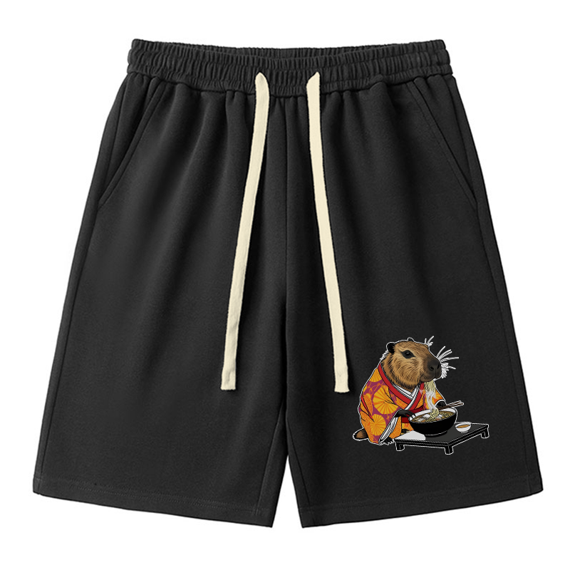 Tokyo-Tiger Cute Capybara Eating Ramen Unisex Shorts